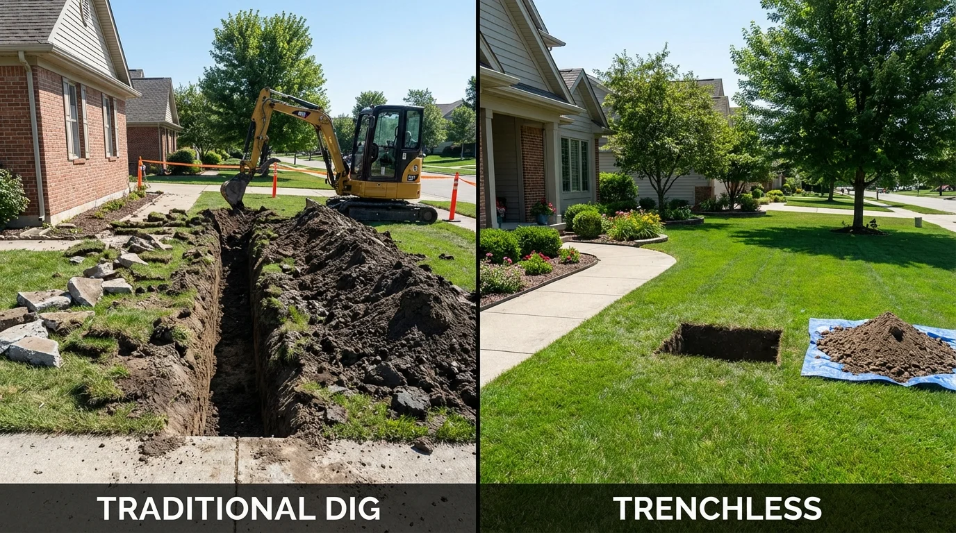 Trenchless sewer repair with minimal yard damage versus traditional excavation in Colorado City, TX